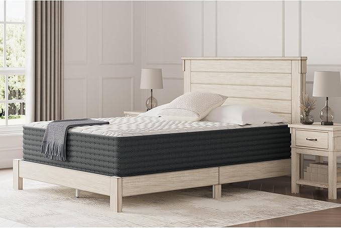 Signature Design by Ashley Hybrid 1300 13 Inch Plush Gel Memory Foam Mattress with Edge Support for Pressure Relief, California King, Fiberglass Free, Mattress in A Box