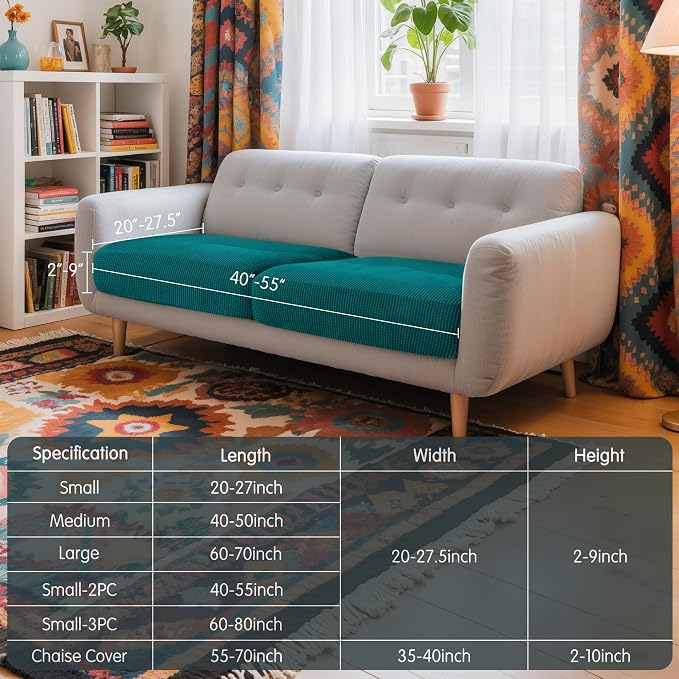 Hokway Stretch Couch Cushion Covers, 2 Piece Individual Sofa Cushion - Image 3