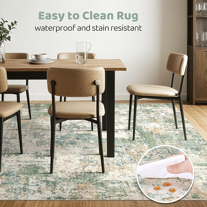 LOONGRUG 7x9 Area Rug Washable Large Neutral Modern Living Room Rugs | Abstract - Image 6