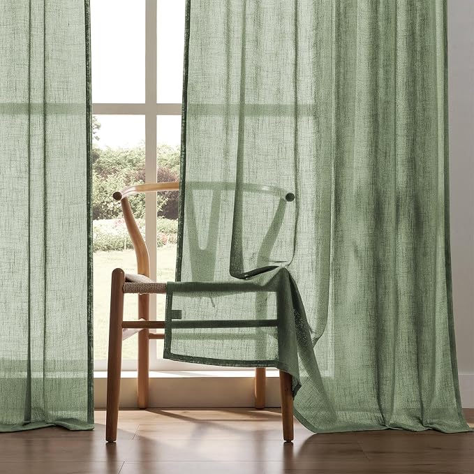 Joydeco Linen Curtains 108 Inch Length 2 Panel Sets, Light Filtering Curtains - Image 5