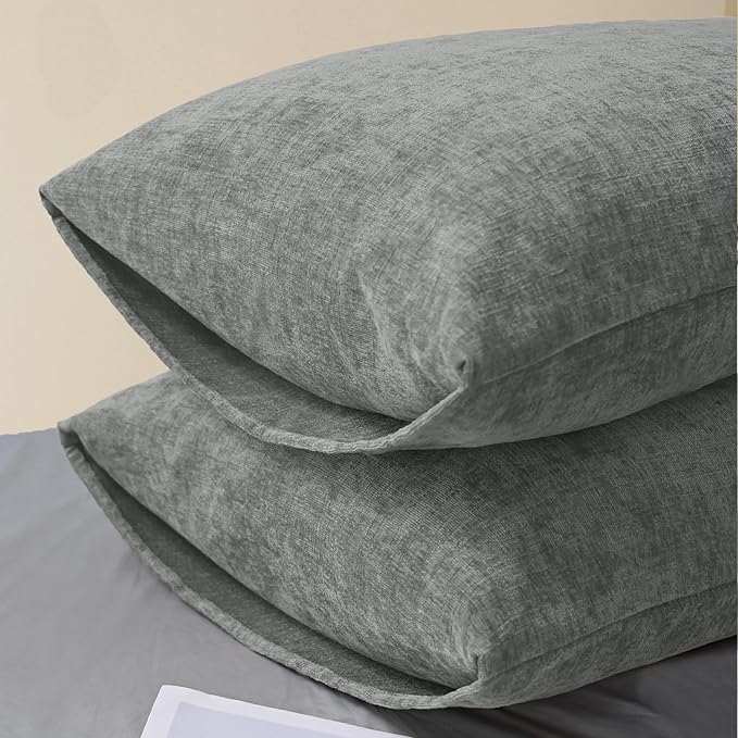 CaliTime Decorative Throw Pillow Covers 26 X 20 Inches Medium Grey | Pack of 2 - Image 4
