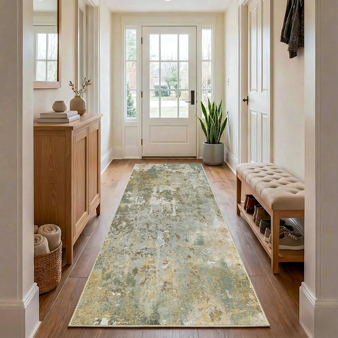 2x5 Green Rug Runners for Hallways Kitchen Non Slip Washable Entryway Runner - Image 2