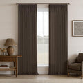 108 Inches Dark Brown Linen Pinch Pleated Semi Sheer Curtains 50W | Pleat Flax by Twodrapes