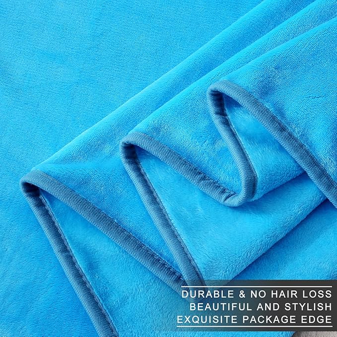 Polar Fleece Throw Blankets Travel Size Light Blue for The Bed Extra Soft Brush Fabric Super Warm Sofa Throw Blanket 50" x 61"(Lake Blue Travel)