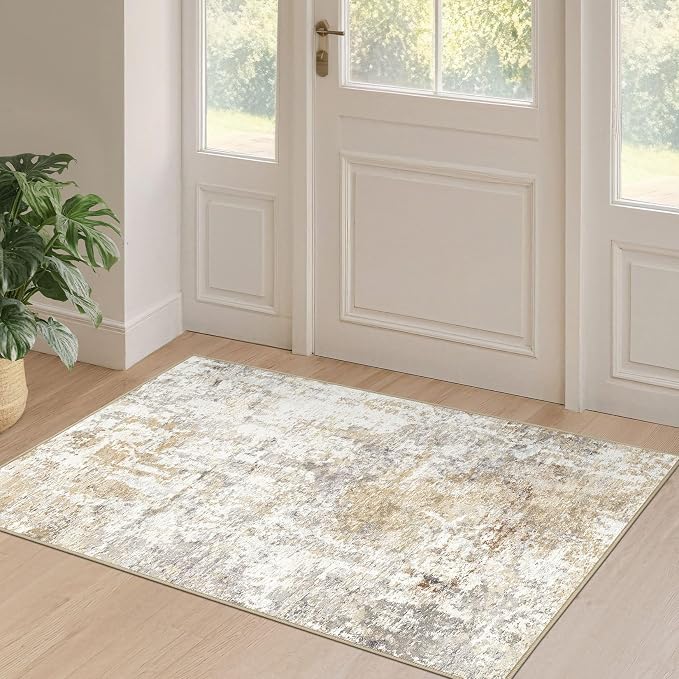 LOONGRUG Runner Rug 2x4 Washable Non-Slip Neutral Modern Abstract Rug | Soft by LOONGRUG