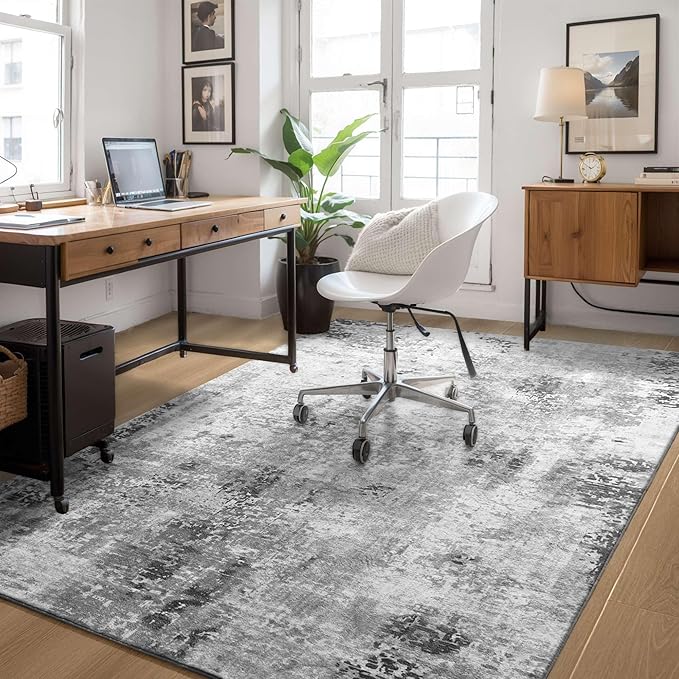 Entryway Rug 3x5 Grey Bedroom Area Rug Washable Non Slip Abstract Boho Rugs - Image 4