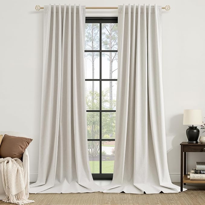 Extra Long 100% Blackout Linen Curtains by Guken