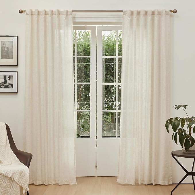 MYSKY HOME 90 Inches Long Linen Curtains - Image 2