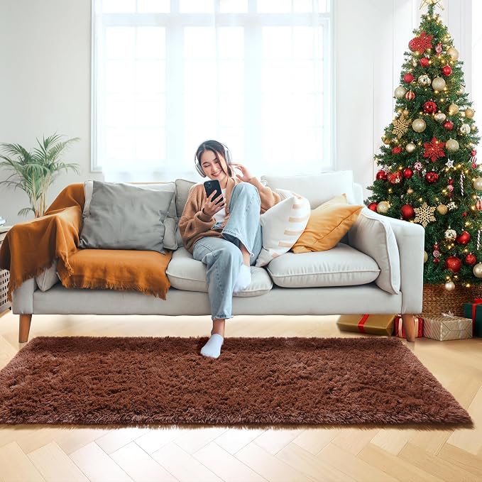 Brown Runner Rugs for Bedroom Living Room, Fluffy 2x6 Hallway Soft Area Rug | - Image 7