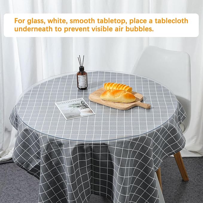 51 Inch Clear Round Table Cover Protector 1.5mm Thick Table Protector for Dining Room Waterproof Plastic PVC Vinyl Tablecloth Cover Circle Tabletop Desk Pad Mat for Furnture Coffee End Bed Side Table