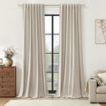 100% Blackout Linen Curtains for Bedroom 90 inches Long, Thermal Insulated Room by Guken