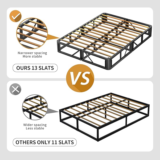 MAF Queen Box Spring 10 Inch High Profile Box Spring for Queen Bed, Queen Size Bed Base 3500 lbs Black Heavy Duty Metal Mattress Foundation with Easy Clean Cover, Easy Assembly