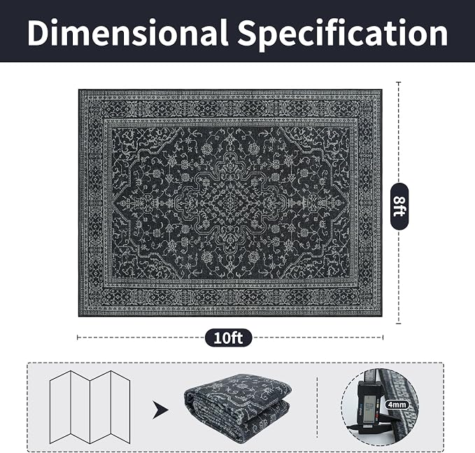 8x10 Washable Area Rugs for Living Room, Dining Room- Black White | Ultra Soft - Image 2