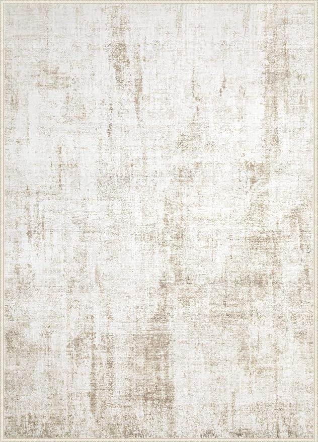 8x10 Area Rugs Washable Rug: Abstract Neutral Rugs Modern Non Slip Area Rug - Image 9