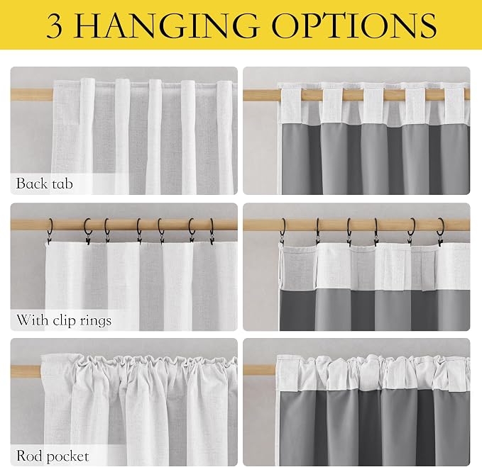 NICETOWN Linen 100% Blackout Nursery Curtains, Thermal Insulated & Noise - Image 2