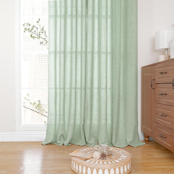 YoungsTex Sage Green Linen Curtains 80 Inches Long - Image 7