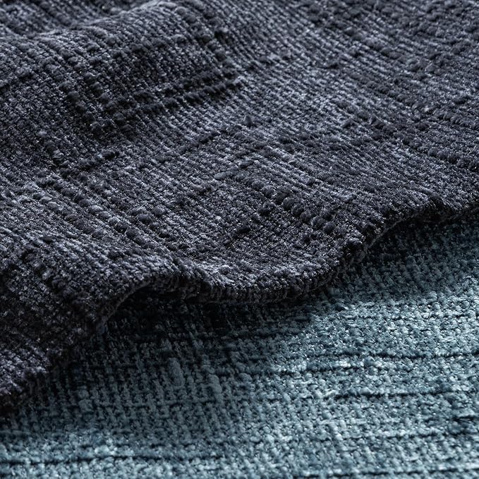 MIULEE Chenille Textured Throw Pillow Covers Navy Blue 20x20 Set of 2 | Slubby - Image 2