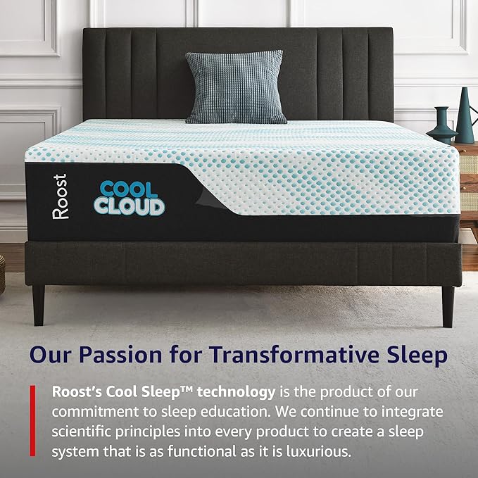 ROOST SLEEP Memory Foam Mattress, 14-Inch California King – Cool Cloud Gel Foam Bed with Soft Support and Cooling Relief – Spacious Pressure-Relieving Mattress