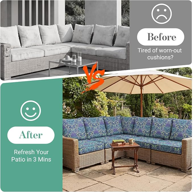 12Pcs Patio Cushion Covers Stretch Outdoor Furniture Protector Slipcovers | - Image 5