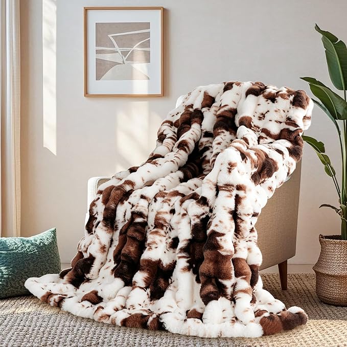 Cow Print Blanket for Couch, Faux Fur Throw Blanket, Super Heavy Warm Cozy - Image 7