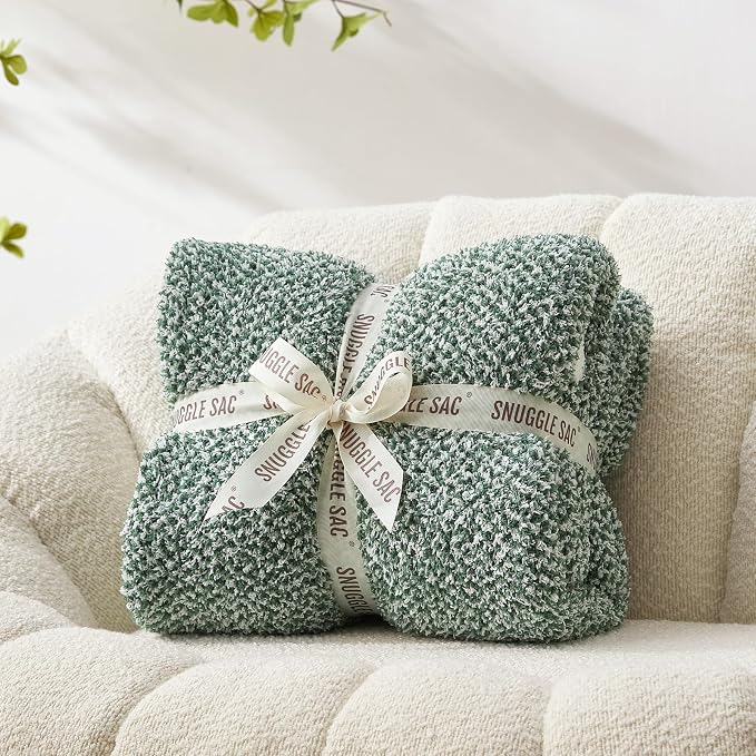 Snuggle Sac Green Blanket Twin Size Bedding Blankets, Super Soft Warm Cozy Knit by SnuggleSac