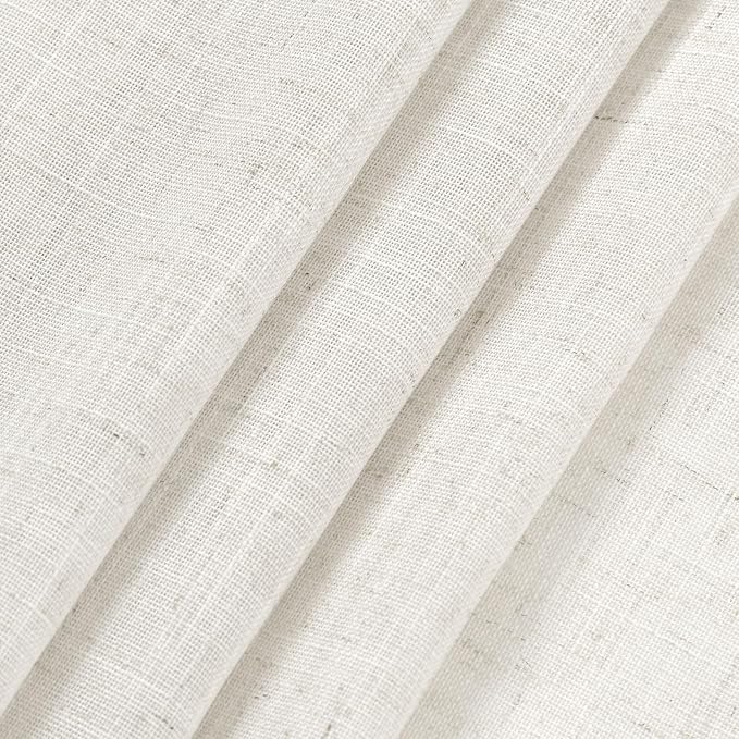 Beige White Kitchen Cafe Curtains 45 Inch Long 2 Panel Back Tab Translucent - Image 7