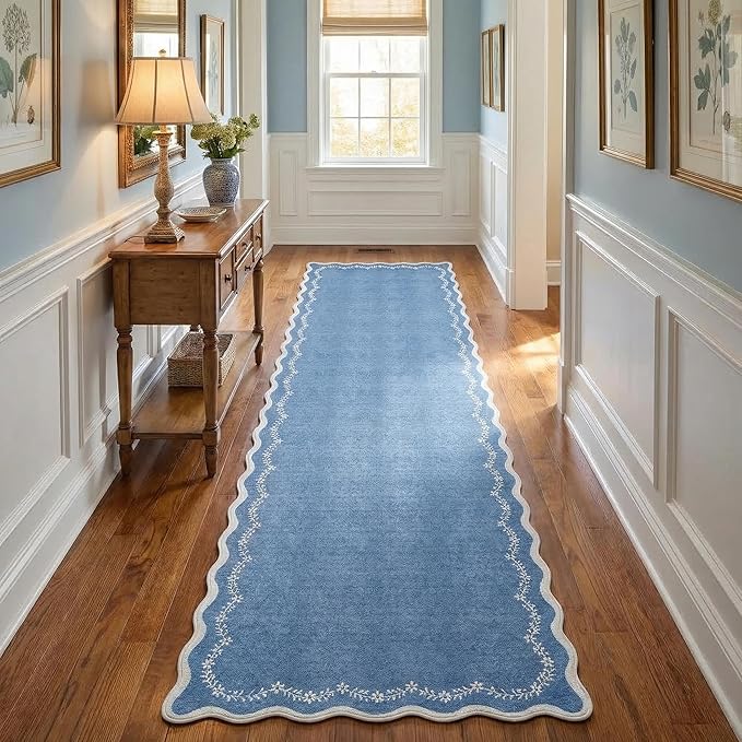 GarveeHome 2.5x10 Scalloped Washable Runner Rug Long Hallway Kitchen Rug | Soft by GarveeHome