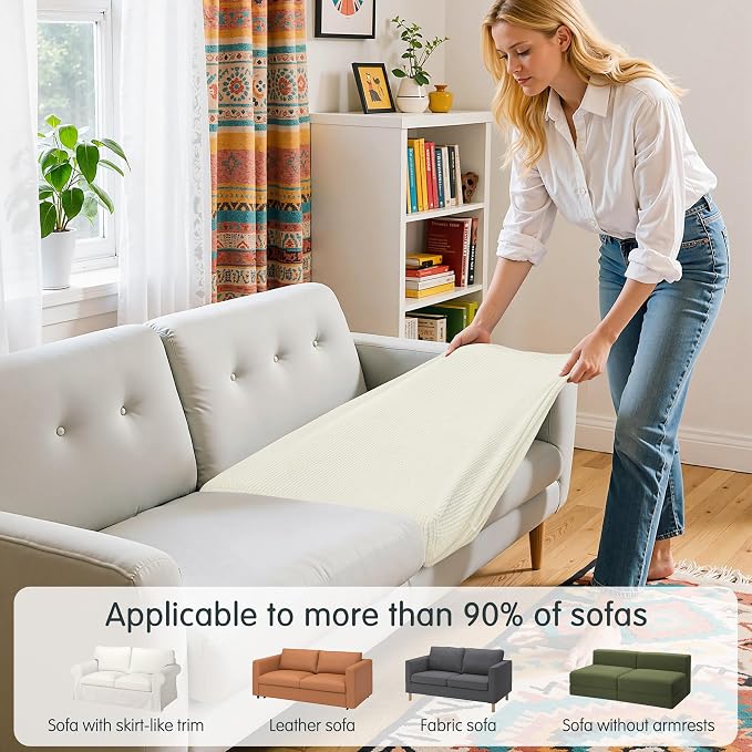Hokway Stretch Couch Cushion Covers, 2 Piece Individual Sofa Cushion - Image 4