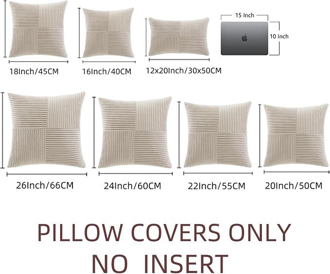 Fancy Homi 2 Packs Neutral Taupe Decorative Throw Pillow Covers 16x16 Inch - Image 7