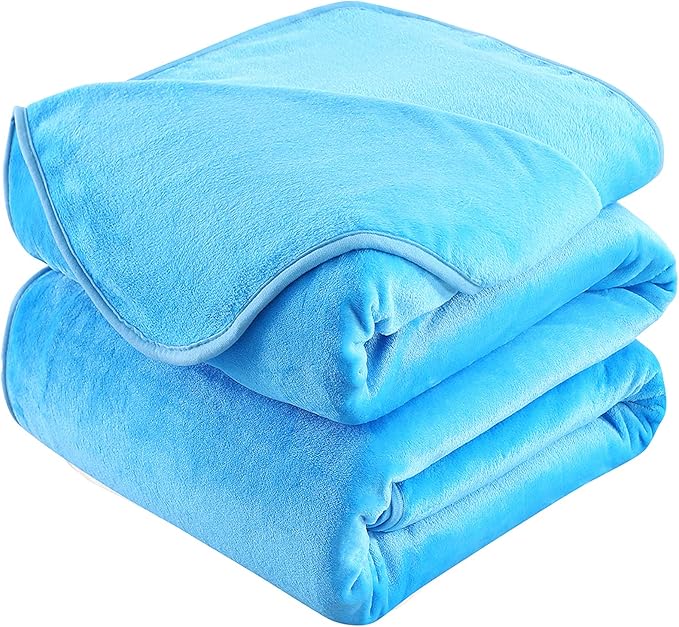 HOZY Soft Blanket Travel Size Fleece Warm Fuzzy Throw Blankets for The Bed Sofa Lightweight 350GSM Sky Blue 50"*61"