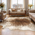 Western Faux Cowhide Rug, Animal Cow Hide Rug, 4.6 x 5.2 Ft Brownish | Premium by AROGANAREARUG