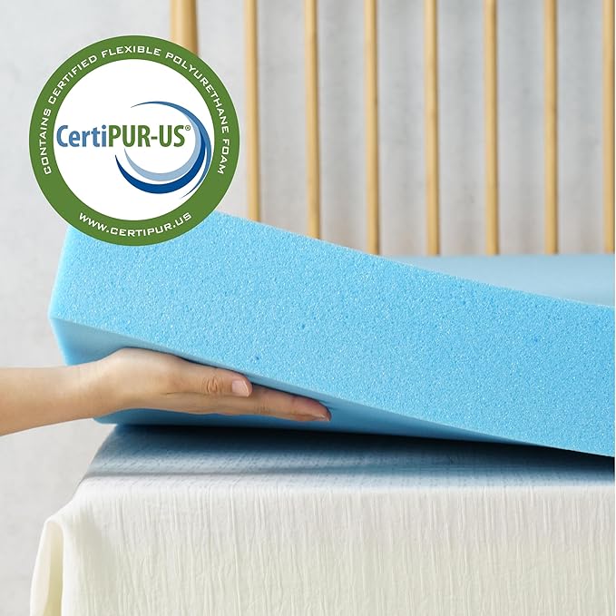 ZINUS 2 Inch Green Tea Cooling Gel Memory Foam Mattress Topper, Smaller, More Convenient WonderBox Packaging, Cooling Gel Foam, CertiPUR-US Certified. Twin