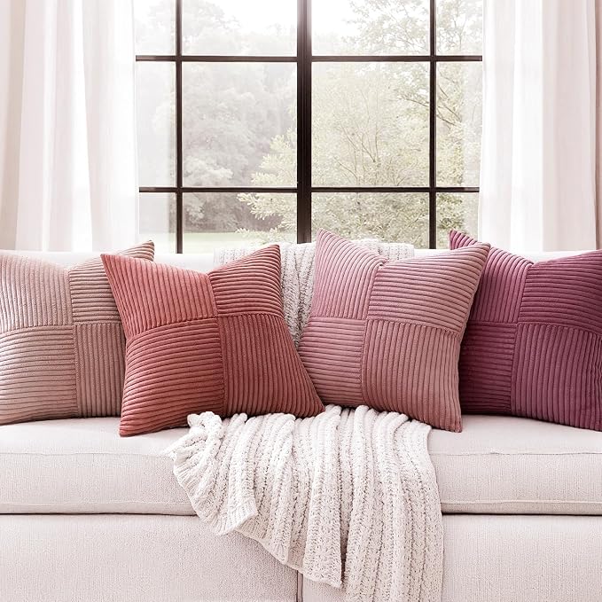 MIULEE Aesthetic Pink Throw Pillow Covers 18x18 Inch Set of 4 Spring Decorative - Image 2