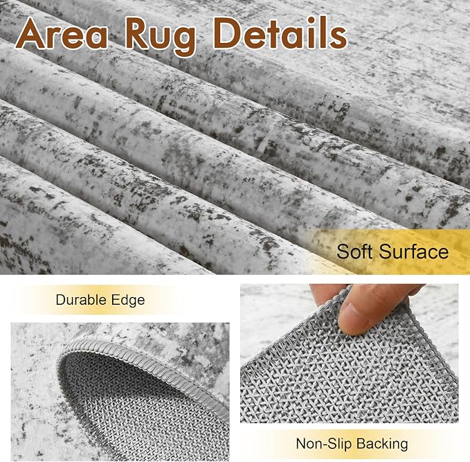 2x6 Ft Washable Runner Rug, Non-Slip Low Pile Hallway Kitchen Area Rug - Image 6