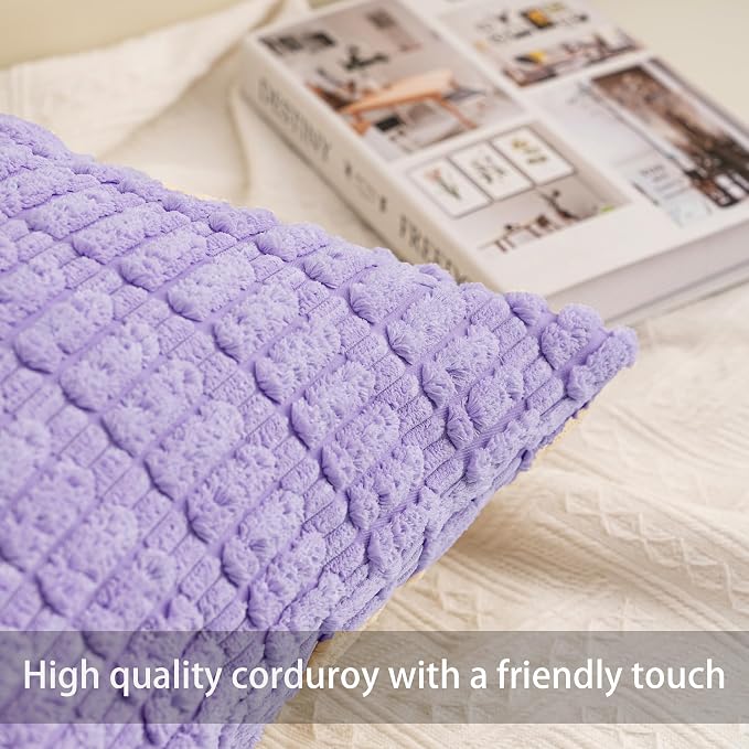 Aegero Pack of 2 Corduroy Decorative Throw Pillow Covers 18x18 Inch - Image 2