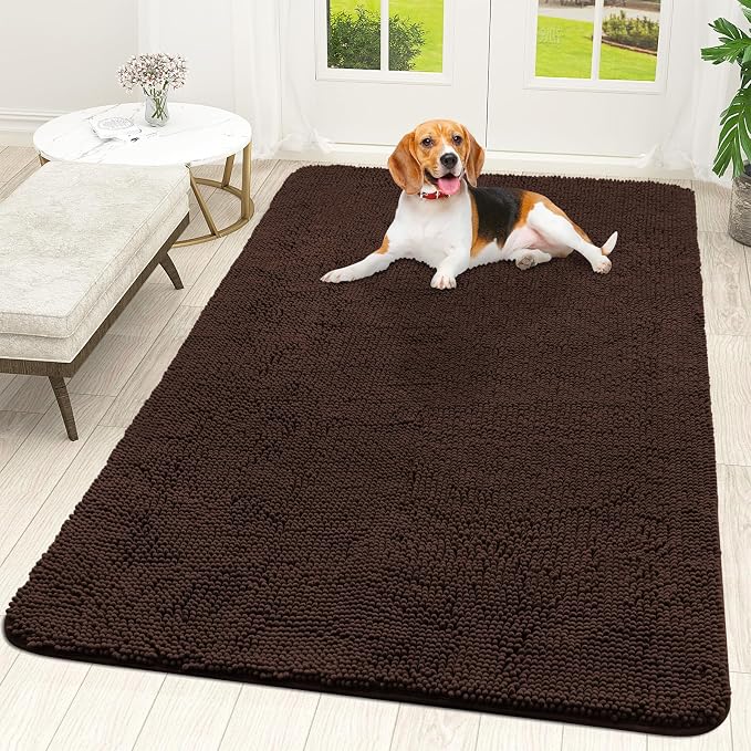 OLANLY Dog Door Mat for Muddy Paws 59x35, Super Absorbent Chenille Mud Mat | by OLANLY