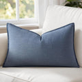 MIULEE Decorative Linen Lumbar Pillow Cover 12x20 Inch Blue Ashes | Boho by MIULEE