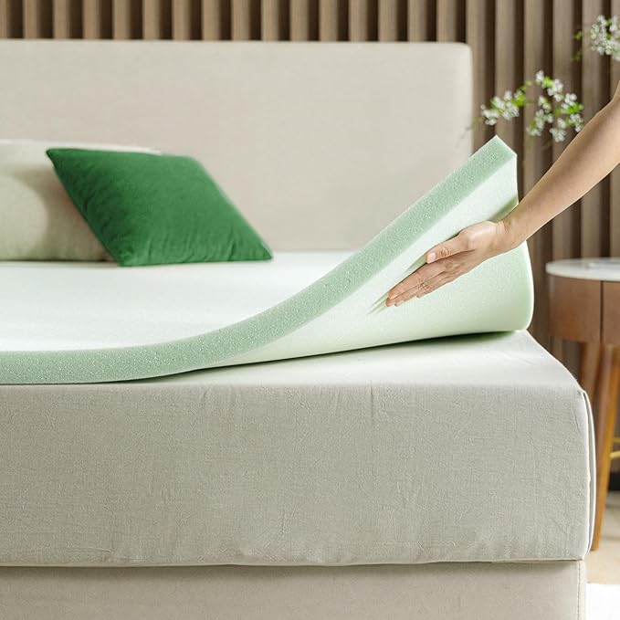 ZINUS 2 Inch Green Tea Memory Foam Mattress Topper, Smaller, More Convenient WonderBox Packaging, Pressure-Relieving Layers, CertiPUR-US Certified, King
