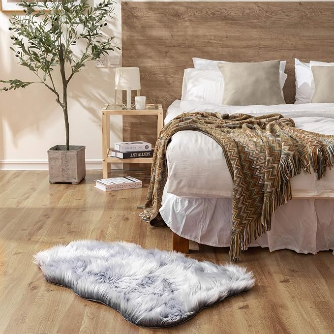 Ashler Acrylic and Polyester Fluffy Shaggy Area Rug Ultra Soft 2x3Ft Sheepskin - Image 2