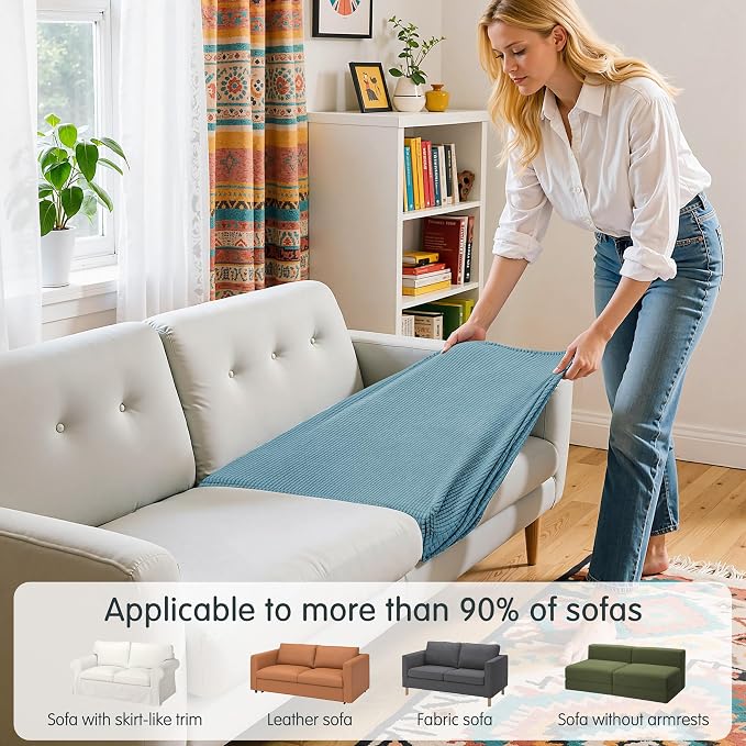 Hokway Stretch Couch Cushion Slipcovers Reversible Cushion Protector Slipcovers - Image 4