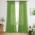 Lime Green Linen Blend Light Filtering Back Tab Curtains 108 Inches Long by Nanspring
