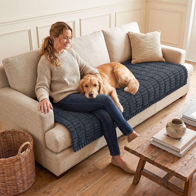 Couch Cover for Dogs, Washable Non Slip Plush Flannel Sofa Protector | Thick - Image 2