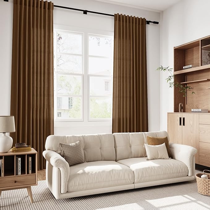 Tobacco Brown Linen Curtains 84 Inches Long - Image 5