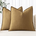 MIULEE Decorative Linen Euro Sham Pillow Covers 24x24 Mustard Yellow | Boho by MIULEE