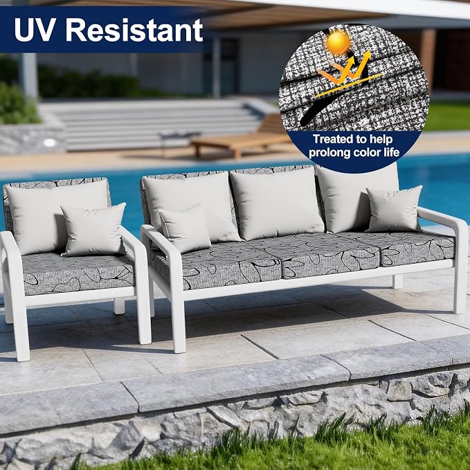 Smiry Waterproof Patio Cushion Covers, Stretch Outdoor Furniture Covers | Couch - Image 3