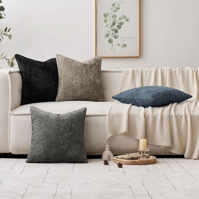 MIULEE Decorative Couch Throw Pillow Covers 20x20 Inch Navy Blue 2 Pack | - Image 3