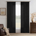 Pinch Pleat Light Filtering Sheer Black Linen Curtains 86 Inch Long 2 Panel | by Twodrapes