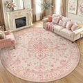 RELEANY Washable Area Rug, Round 8ft, Water Repellent, Pet Friendly, Vintage by RELEANY