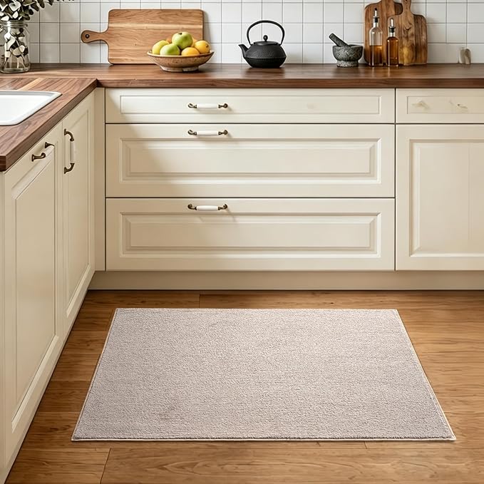 2x3 Oatmeal/White Area Rug Washable Non-Slip Soft - Image 2