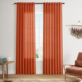 Bright Orange Linen Blend Light Filtering Back Tab Curtains 84 Inches Long by Nanspring